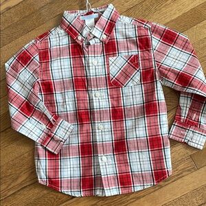 Janie and Jack Red and White Classic Plaid Shirt